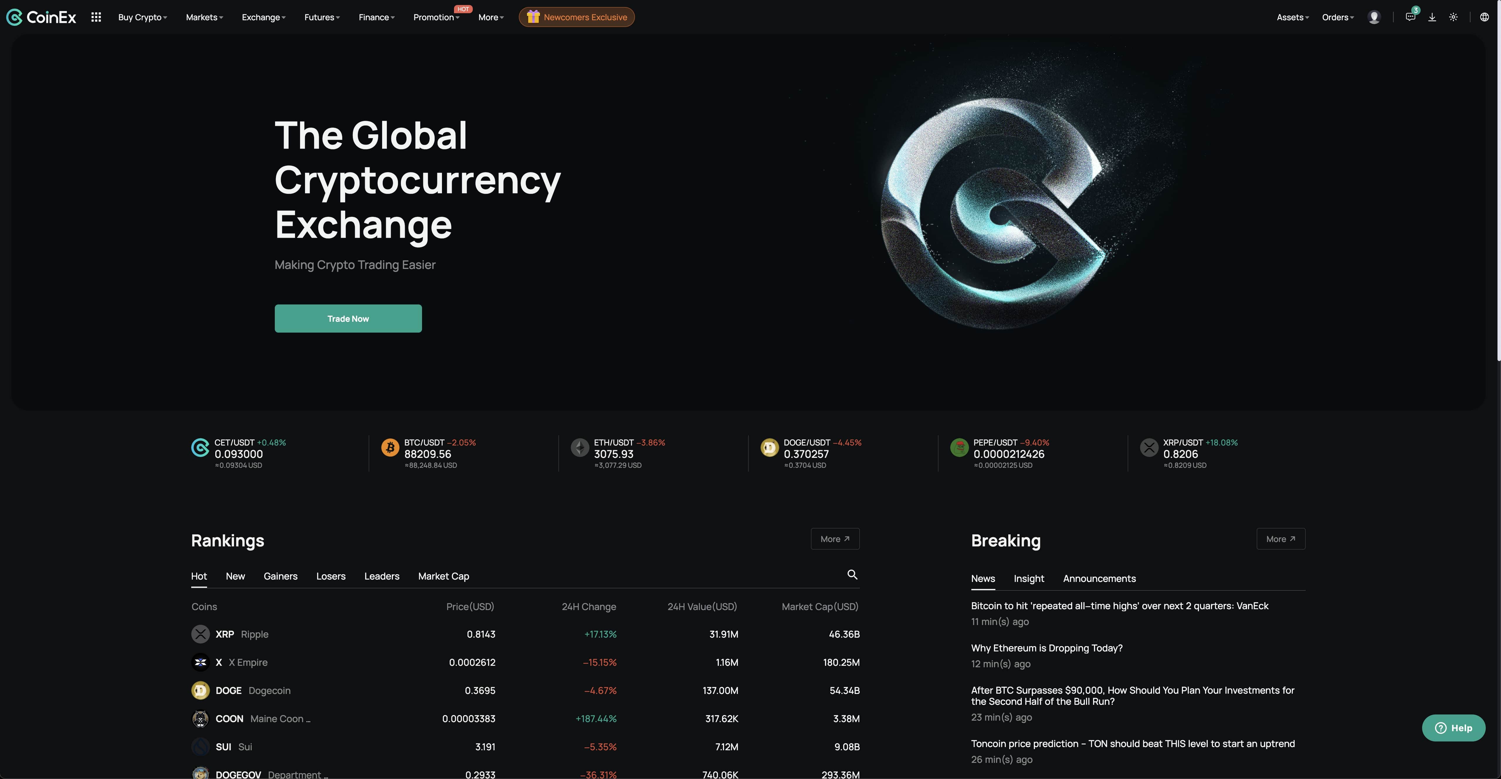 Coinex hero